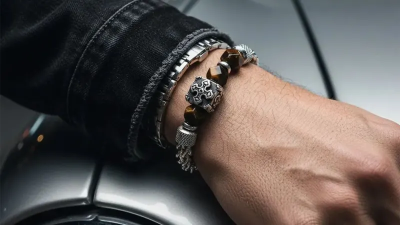 Iron Saints Cross Bead Chain Bracelet