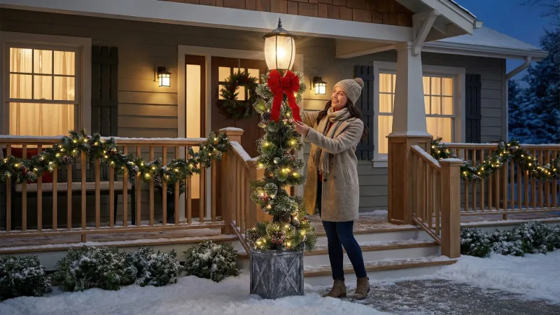 The 7' Sparkling Spruce Lamppost