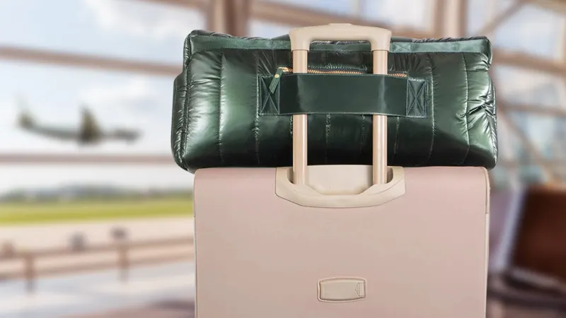 Joan & David Tubular Quilted Metallic Nylon Duffel Bag