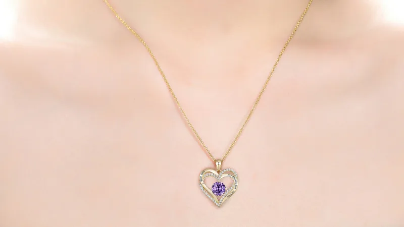 Rachel Glauber Layered ''I Love You'' Simulated Diamond Accents Heart Pendant