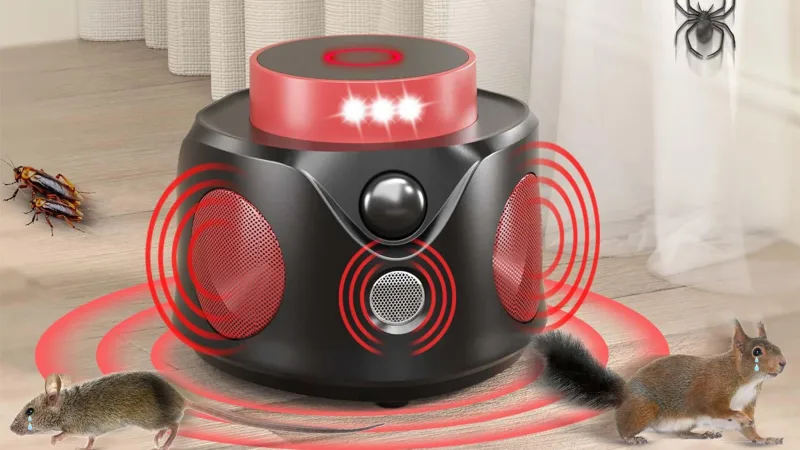 HAKOL Indoor 360 Ultrasonic Pest Repeller with PIR Sensor & LED Strobe Light
