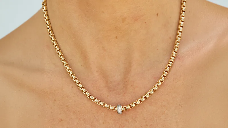 Savvy Cie Italian Design Chain Necklace with Pave Rondelle
