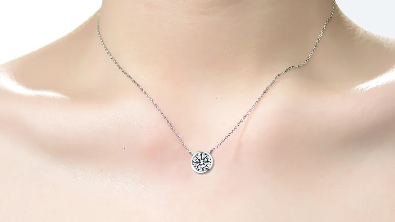 Rachel Glauber Round Simulated Diamond Stud Cable Chain Necklace
