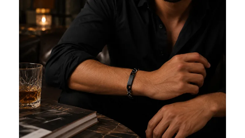 Steeltime Men's Two-Tone Stainless Steel & Black IP Cuban Link ID Bracelet