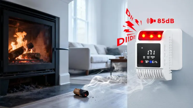 HAKOL 6-in-1 Carbon Monoxide, Smoke & Natural Gas Detector with Battery Backup