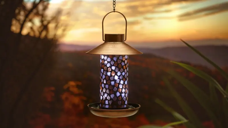 Smart Solar Adelie Mosaic Glass Solar Bird Feeder