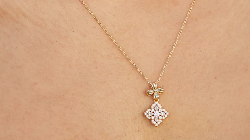 Savvy Cie Fleur-de-Lis Pendant Necklace with Cubic Zirconia