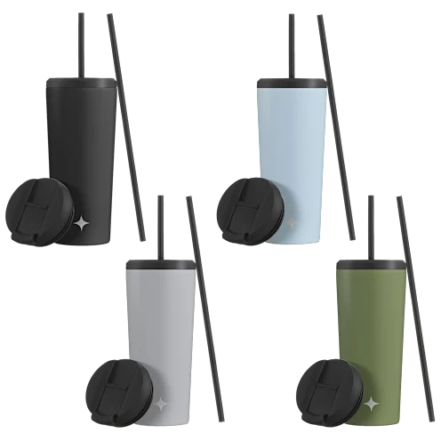 4-Pack: JoyJolt 20oz Vacuum Insulated Tumblers with Straw & Flip Lids