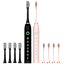 2-Pack: Ultrasonic Rechargeable Toothbrush Set with 8 Total Brush Heads