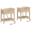 2-Pack: Camille Fluted End Table with Drawer & Built-in Charging