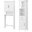 Key West Tall Linen Cabinet and Over The Toilet Storage Cabinet in White Ash