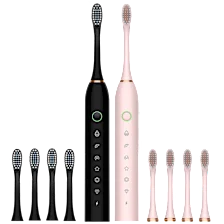 2-Pack: Ultrasonic Rechargeable Toothbrush Set with 8 Total Brush Heads