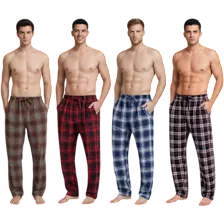 4-Pack: Nextex Mens Cotton Knit Flannel Plaid Pajama Pants
