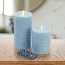 4-Pack: Luminara Textured Striped Flameless Pillars