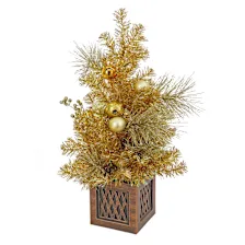 National Tree Company 36" Christmas Be Merry Decorated Gold Tabletop Tree