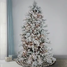 National Tree Company 7.5' Slim Flocked Bavarian Pine Tree with 600 Dual LED