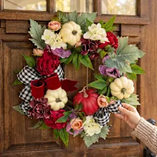 National Tree Company 22" Harvest Wreath with Peony, Pumpkin & Bow