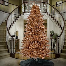 National Tree Company 10' Christmas Rose Gold Hinged Tree with 2720 Warm White