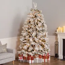 National Tree Company Flocked Bavarian Pine Trees with Clear Lights