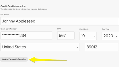 how do I change the  credit card that automatically appears?
