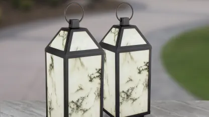 2-Pack Extra Large Indoor/Outdoor Marble Finish LED Lanterns