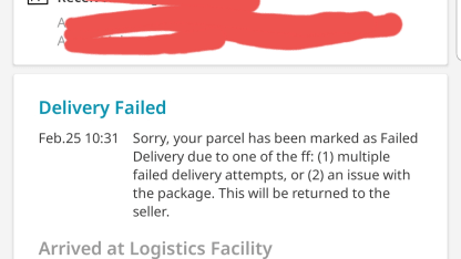 Multiple failed deliveries, no customer support