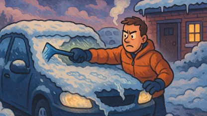 There's some snow and ice on your car in the morning. What's your strategy?