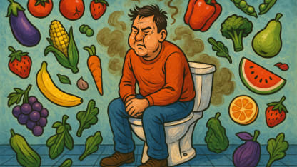 [one more food question] fruits and veggies cause...welll... yah