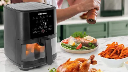 Chefman 5-Quart Turbotouch Easy View Air Fryer with 8 Presets and Probe