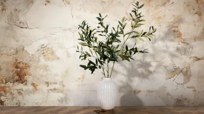 August & Leo 40" Olive Branch Arrangement In Embossed Ceramic Vase