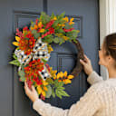 National Tree Company 24" Harvest Wreath with Twig, Dahlia, Eucalyptus & Bow
