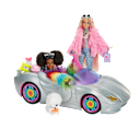 Barbie Extra Cabrio Car Set with 2 Extra Dolls and 2 Pets