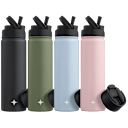 4-Pack: JoyJolt 22oz Water Bottle with Flip Lid & Sport Straw Lid
