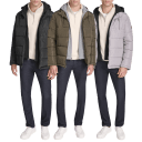 Kenneth Cole New York Men's Hooded Puffer with Inner Jersey Knit Bib
