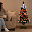 National Tree Company 4' Black Fiber Optic Tree with Candy Corn Lights