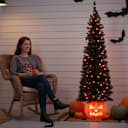 National Tree Company 6' Black Half Tree with Jack-O'-Lantern Base