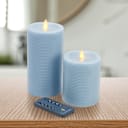 4-Pack: Luminara Textured Striped Flameless Pillars