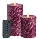 Luminara 2-Piece Flameless 4" and 6" Metal Hammered Pillar Set