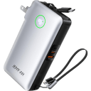 JOYFAR 10,000mAh GaN 35W Power Bank with Wall Plug & Retractable USB-C Cable