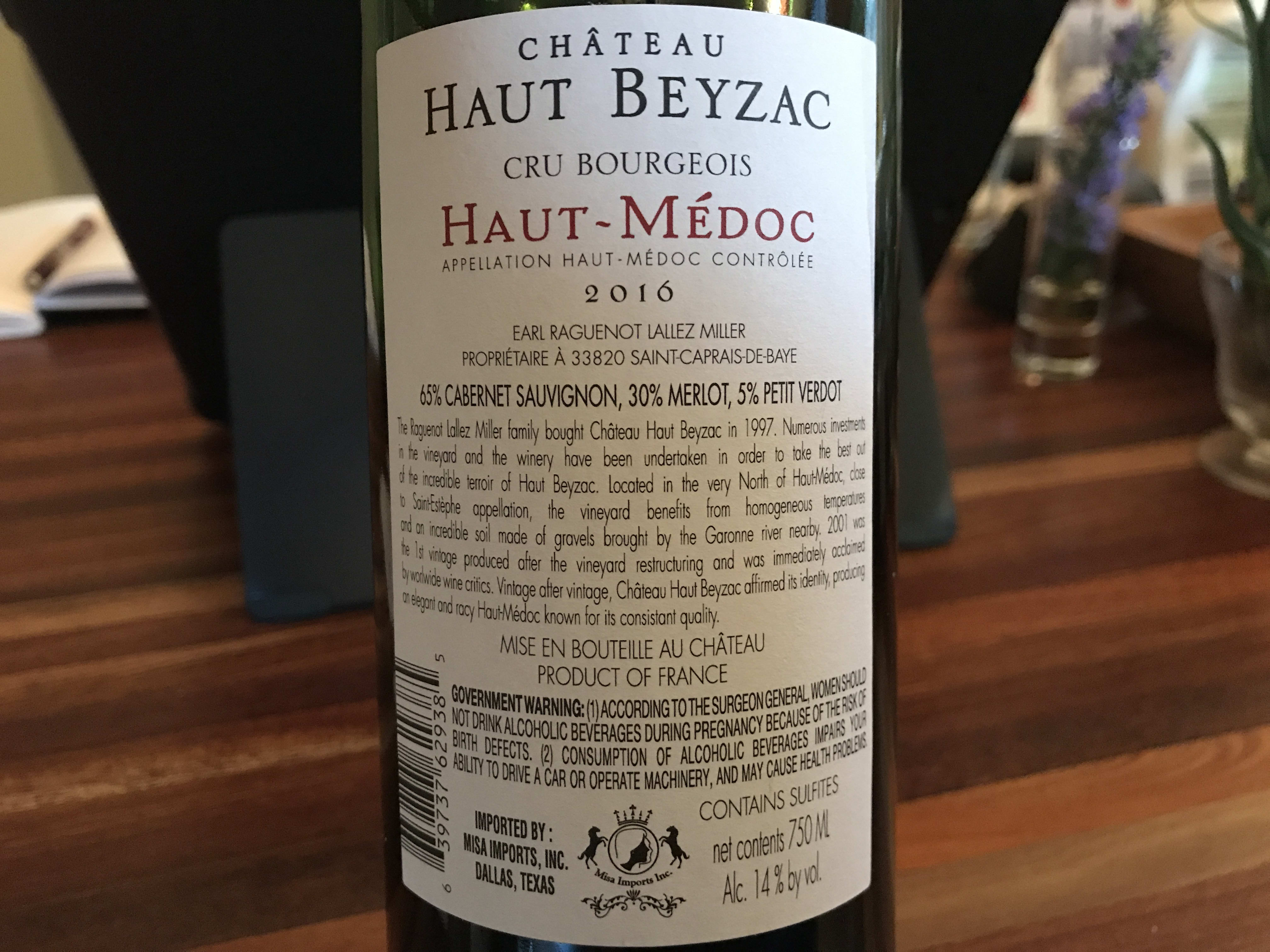Back label...