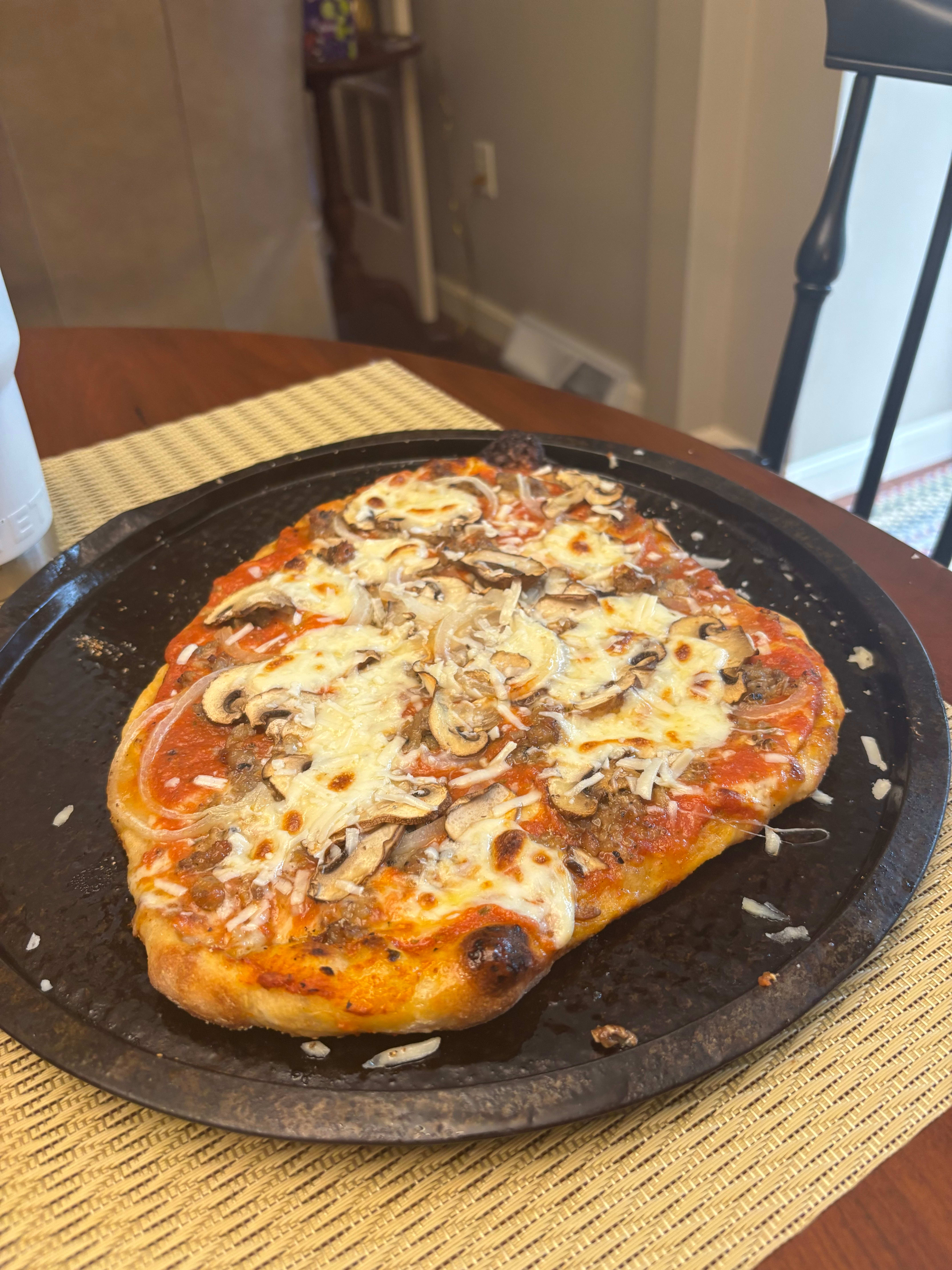 pizza and a really nice wine. 