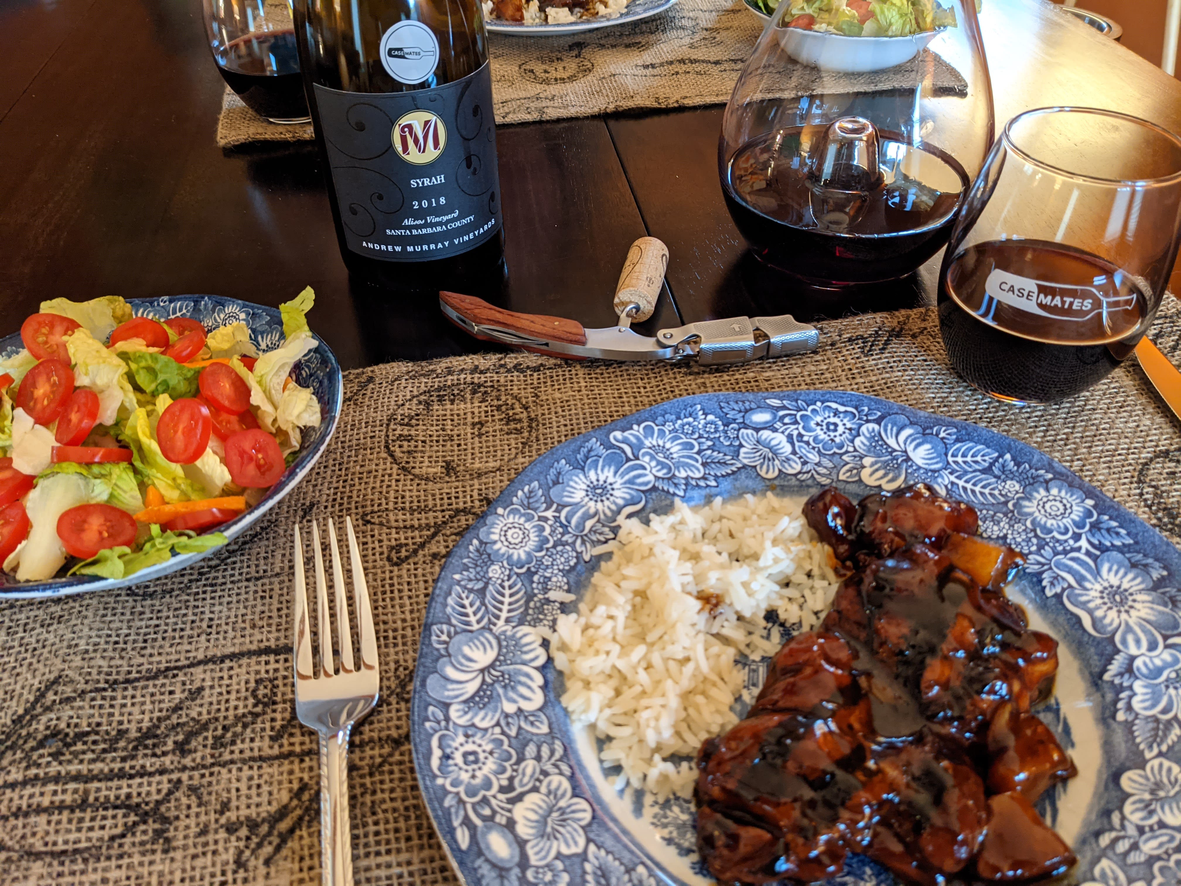 Dinner with bottle