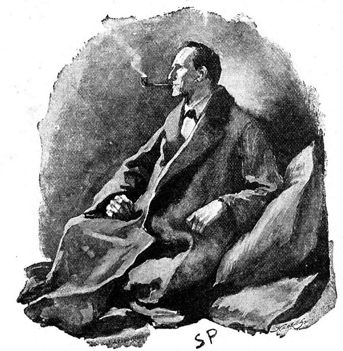 Sherlock Holmes in "The Man with the Twisted Lip", Strand Magazine, 1891, by Sidney Paget