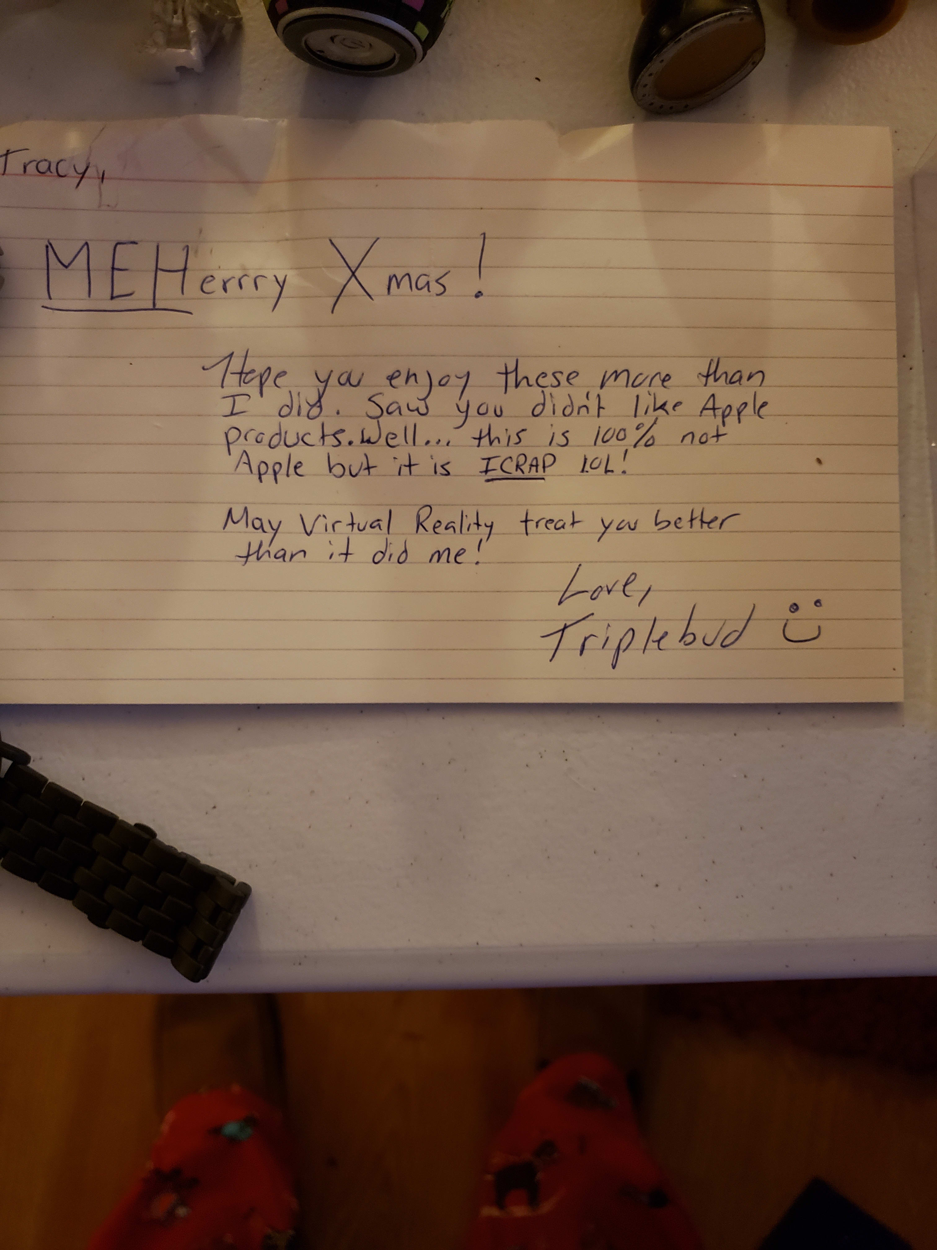 A very nice note from Triplebud