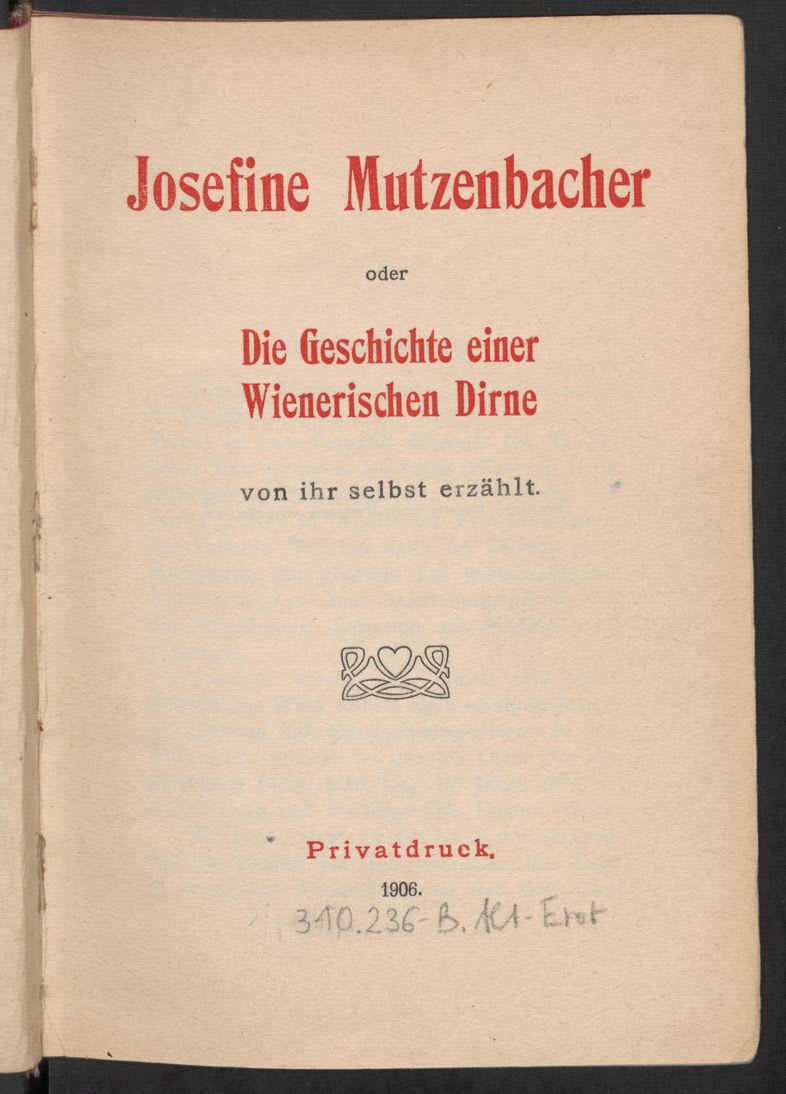 The cover of Josefine Mutzenbacher