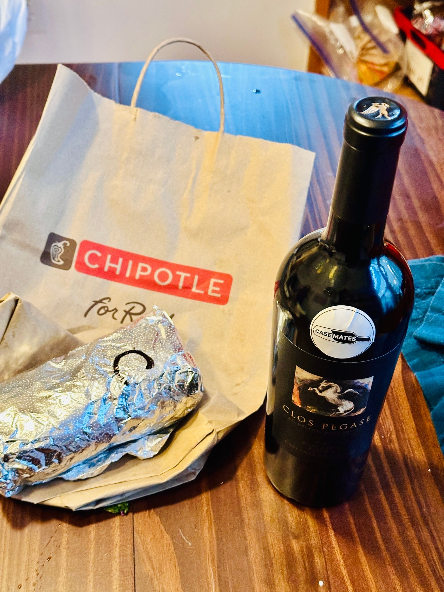 Wine with burrito