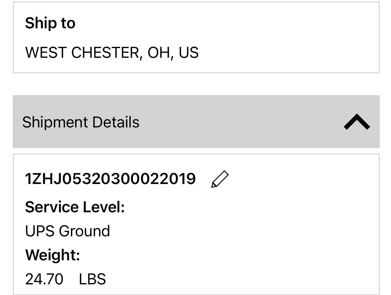 shipping info