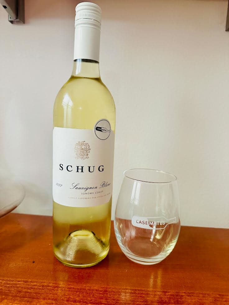 With a glass