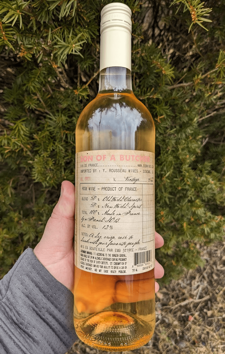Rear of bottle