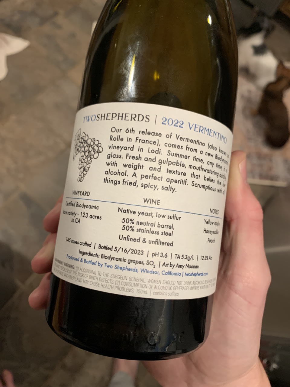 Two Shepherds Vermentino back label